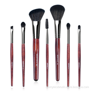 Merrynice new arrival private label wooden handle 7Pcs red makeup brush set high quality makeup brushes